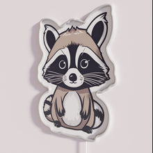 Load image into Gallery viewer, Colorful whimsical neon raccoon wall decor with semi realistic design.