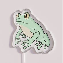 Load image into Gallery viewer, Eye-catching semi-realistic green neon frog decoration with vibrant RGB lighting