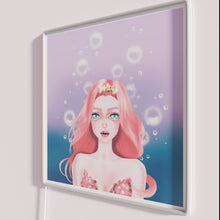 Load image into Gallery viewer, Neon mermaid portrait art for home decor and ocean fans