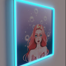 Load image into Gallery viewer, Glowing Semi-Realistic Underwater Scene with Colorful Neon Mermaid Portrait