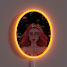 Load image into Gallery viewer, Glowing, semi-realistic mermaid portrait in vibrant RGB neon art.