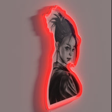 Load image into Gallery viewer, Vibrant semi-realistic portrait of an Asian woman in neon light