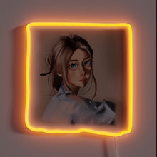 Load image into Gallery viewer, Vibrant Neon Portrait of Beautiful Young Woman Art Decor Sign