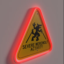 Load image into Gallery viewer, Warning: Fierce Canine Transformation Zone Ahead with Vibrant Neon Lighting