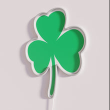 Load image into Gallery viewer, Vibrant green shamrock RGB neon sign for St Patrick's Day decoration