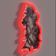Load image into Gallery viewer, Neon lit skeleton couple embracing with hearts, in love forever