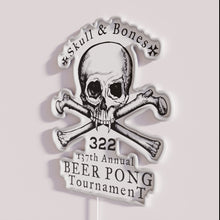 Load image into Gallery viewer, Neon Sign Skull and Bones Beer Pong Tournament Backlit Decoration