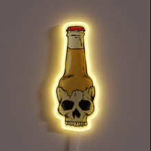 Load image into Gallery viewer, Glowing beer bottle skull decoration with vibrant RGB neon lighting