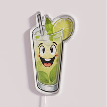 Load image into Gallery viewer, Vibrant neon bar decor featuring smiling mojito design with colors