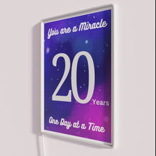 Load image into Gallery viewer, Neon Sobriety Celebration Sign for 20 Year Addiction Recovery Milestone Anniversary