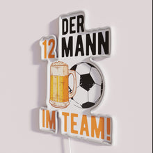 Load image into Gallery viewer, Neon Sign with Happy Soccer Player Enjoying Beer in Colorful