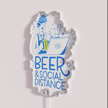 Load image into Gallery viewer, RGB Neon Sign: Social Distancing Oktoberfest Covid Lockdown Corona Quarantine Decor