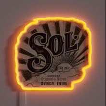 Load image into Gallery viewer, Brighten up your space with this vibrant Sol Cerveza sign