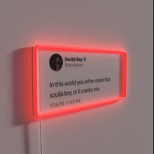 Load image into Gallery viewer, Neon lit RGB soul music inspired wall decoration sign.