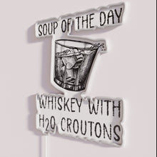 Load image into Gallery viewer, Whimsical Whiskey Neon Sign with Humorous Twist and H2O Croutons