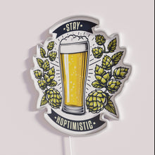 Load image into Gallery viewer, Add vibrant optimism with Stay Hoptimistic RGB color changing LED sign