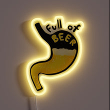 Load image into Gallery viewer, Brew-filled belly and good times illuminated by vibrant neon lights