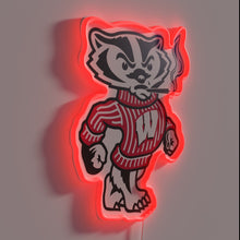 Load image into Gallery viewer, Wisconsin pride neon light decor featuring beloved Buckeyes mascot Bucky