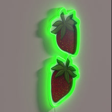 Load image into Gallery viewer, Vibrant RGB strawberry slice glowing in dark neon aesthetic decor.