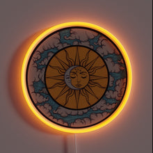 Load image into Gallery viewer, Illuminate your space with cosmic balance — this sun and moon neon sign radiates bohemian charm and mystical vibes. ☀️🌙 Perfect for dreamers, stargazers, and anyone who finds beauty in duality. Let the universe glow on your wall. ✨