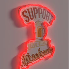 Load image into Gallery viewer, Hoppy Vibes Supported - RGB Neon Sign for Craft Beer Lovers