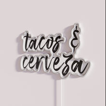 Load image into Gallery viewer, Vibrant Neon Bar Decor with Colorful Taco and Beer Sign