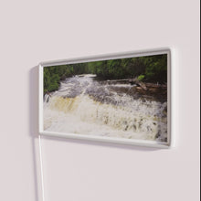Load image into Gallery viewer, Vintage inspired glow in the dark Tahquamenon Falls neon wall decor.