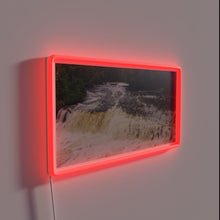Load image into Gallery viewer, Colorful Tahquamenon Falls Lower Peninsula inspired RGB glass neon art.