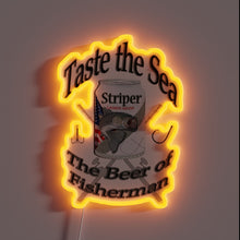 Load image into Gallery viewer, Glowing Neon Sign Featuring a Striped Bass in Marine Colors