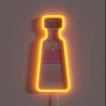 Load image into Gallery viewer, Vibrant neon tequila bottle sign with colorful RGB lighting accents.