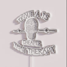 Load image into Gallery viewer, Whimsical Tequila is Cheaper than Therapy Neon Bar Decor Sign