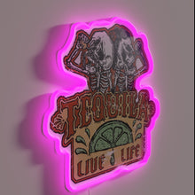 Load image into Gallery viewer, Vibrant Tequila Bar Sign in Bright Raining Colors Neon Glow.