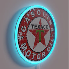 Load image into Gallery viewer, Retro Texaco Tea Shop Neon Sign with Distressed Edges and Color