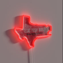 Load image into Gallery viewer, Vintage-style Texas Prison Rodeo logo with RGB neon lighting accents