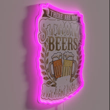 Load image into Gallery viewer, Rugged humor sign with brewery logo and strong opinions slogan.