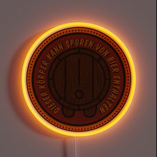 Load image into Gallery viewer, Vibrant neon sign displaying cheeky phrase about beer and bodily contents