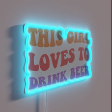 Load image into Gallery viewer, Neon sign featuring a girl who loves beer with color