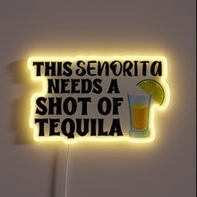 Load image into Gallery viewer, Vibrant Neon Sign Depicting Fiesty Seniorita's Tequila Lovers' Dream