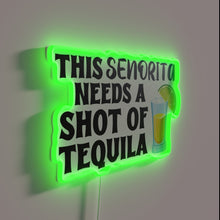 Load image into Gallery viewer, Vibrant RGB neon sign of a playful senorita tequila enthusiast