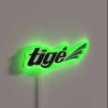 Load image into Gallery viewer, Tige Boats logo illuminated in vibrant RGB neon color scheme