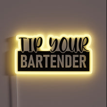 Load image into Gallery viewer, Neon bartending service sign with colorful customizable RGB lighting options