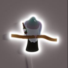 Load image into Gallery viewer, RGB illuminated neon sign featuring a tipsy kereru holding beer