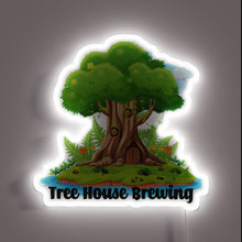 Load image into Gallery viewer, RGB Neon Sign featuring a stylized illustration of a treehouse.