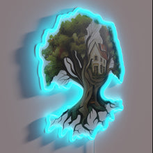 Load image into Gallery viewer, Neon signage featuring colorful, glowing Tree House Brewing logo art