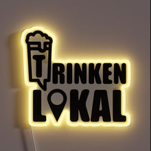 Load image into Gallery viewer, Vibrant LED sign featuring customizable colors and fun German phrase