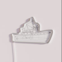 Load image into Gallery viewer, Vintage nautical tug boat plan blueprint lines illuminated neon sign art.