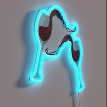 Load image into Gallery viewer, Two Glasses of Red Wine Splashing with Vibrant Neon Lights