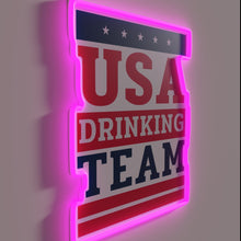 Load image into Gallery viewer, USA Drinking Team RGB Neon Bar Sign, College Party Decorations
