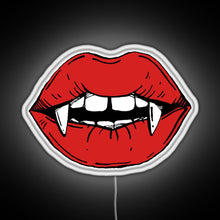Load image into Gallery viewer, Vampire red lips on black background RGB neon sign white