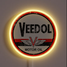 Load image into Gallery viewer, Vibrant RGB LED neon sign with colorful Veedol Oil design.